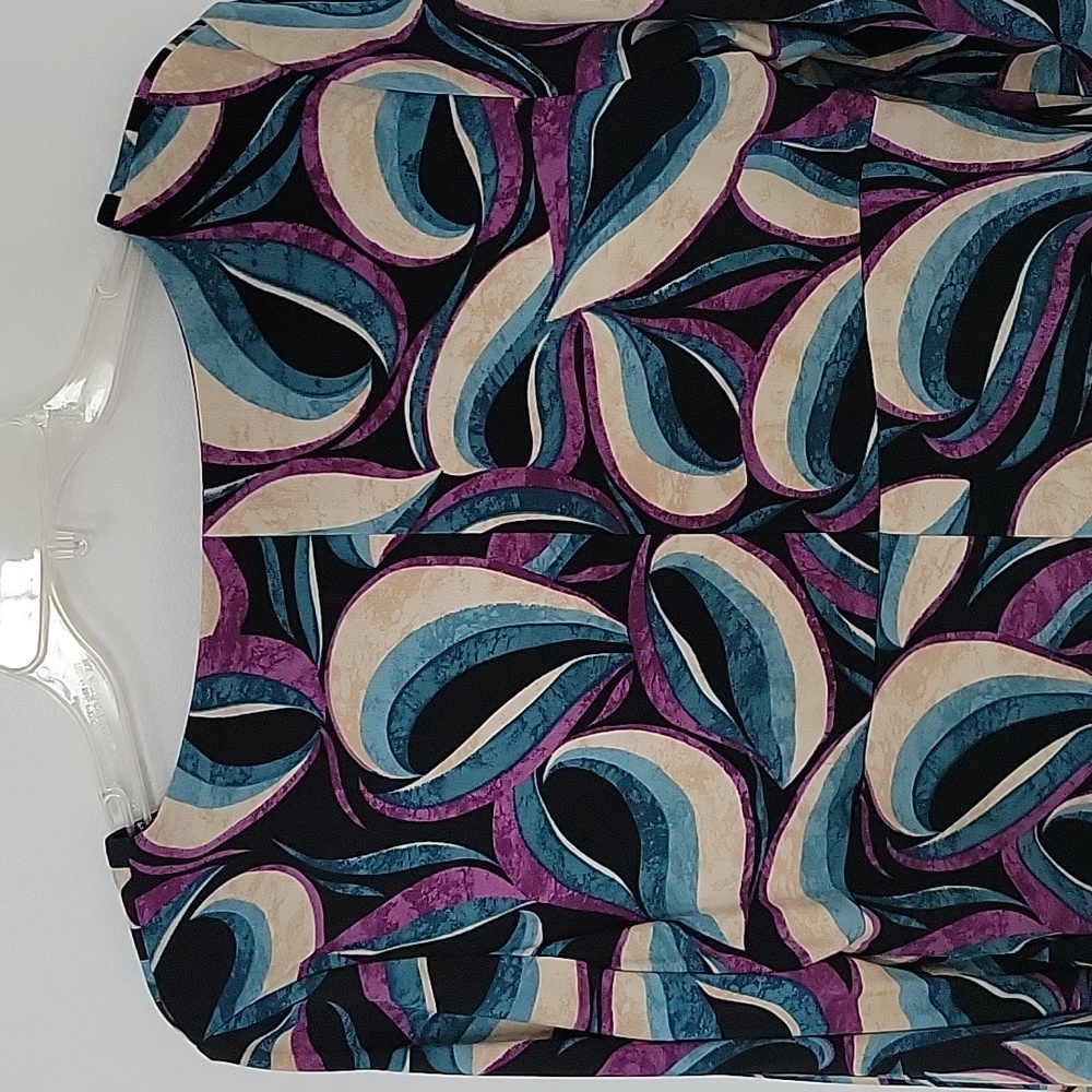 Evan-Picone Multicolor V-Neck Patterned Dress, Si… - image 6